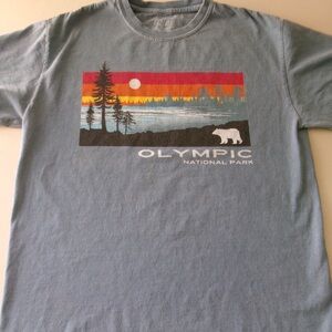 Blue 84 Slate Blue Olympic National Park Graphic Tee with Sunset